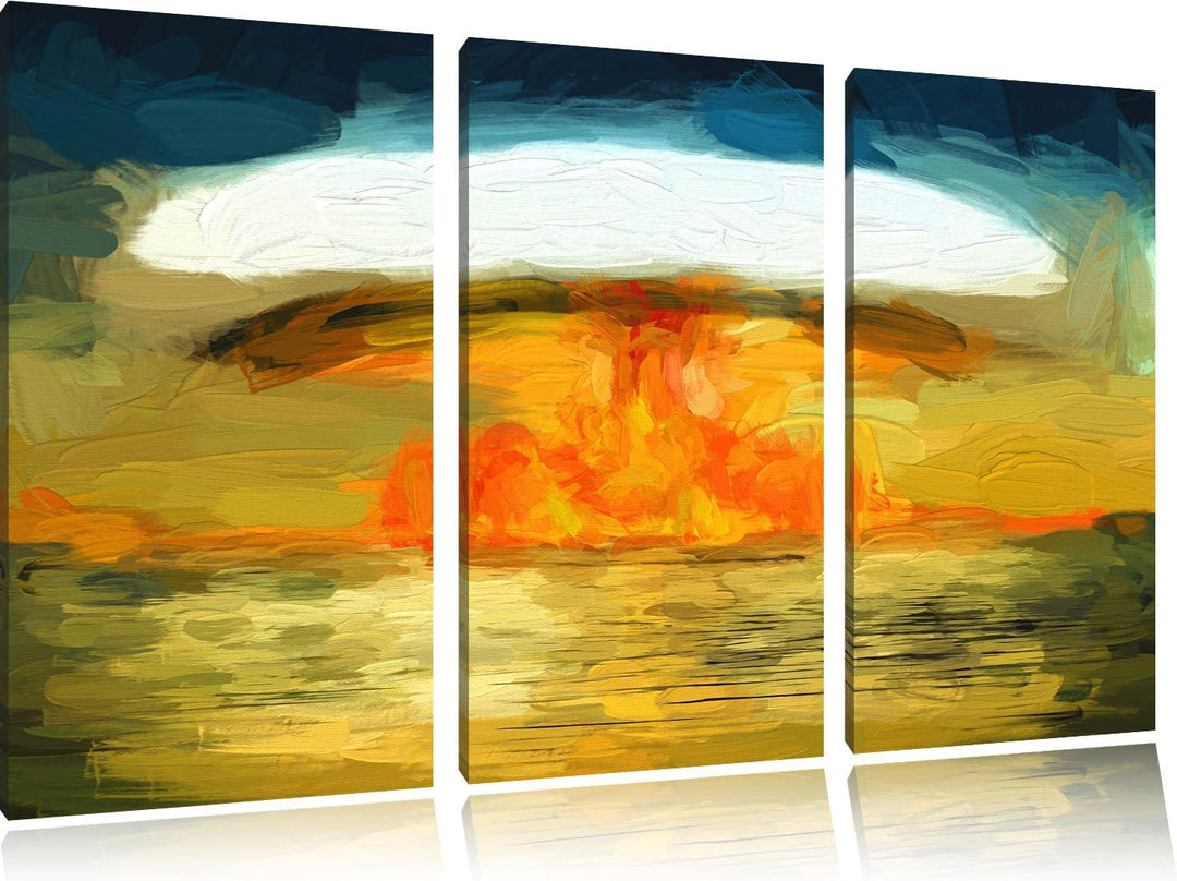 Pixxprint Atombombe als Leinwandbild/Grösse: 3 Teilig (120x80) cm/Wandbild/Kunstdruck/fertig bespann