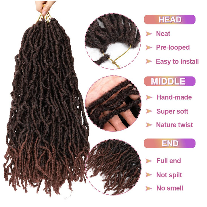 Beyond Beauty 6 Packungen/Lot Nu Faux Locs Häkelhaar, 61 cm, vorgeschlungene Göttin Locs Häkelhaar,