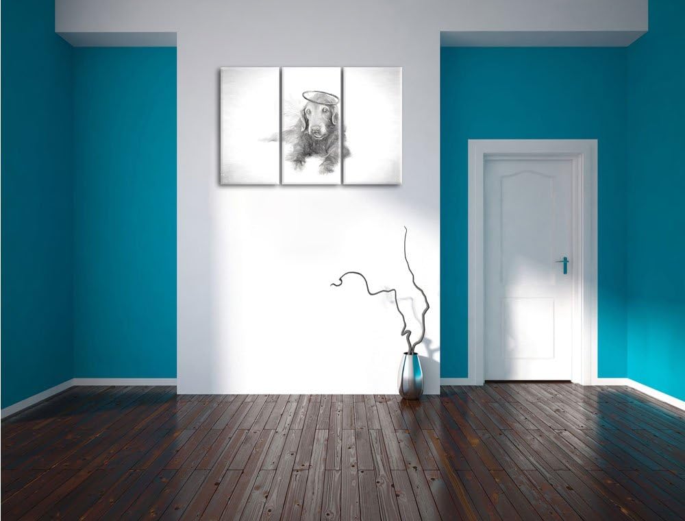 Pixxprint Hundeengel im Himmel als Leinwandbild/Grösse: 3 Teilig (120x80 cm) cm/Wandbild/Kunstdruck/