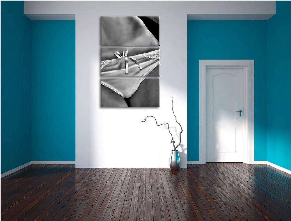 Pixxprint Sexy weisse Dessous als Leinwandbild/Grösse: 3 Teilig (120x80) cm/Wandbild/Kunstdruck/fert
