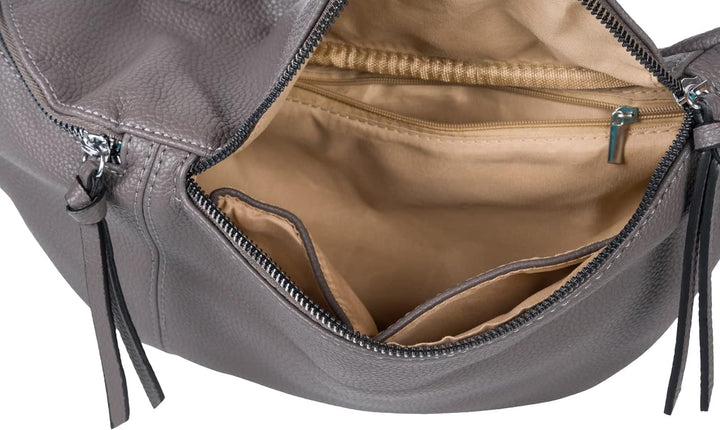 styleBREAKER Damen Halbmond Crossbody Schultertaschen Set 3-Teilig, Schultergurt mit Muster, Schlüss