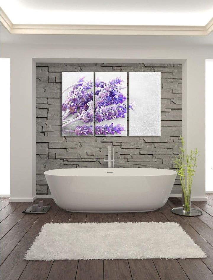Pixxprint getrockneter Lavendel als Leinwandbild | Grösse: 3 Teilig (120x80) | Wandbild| Kunstdruck