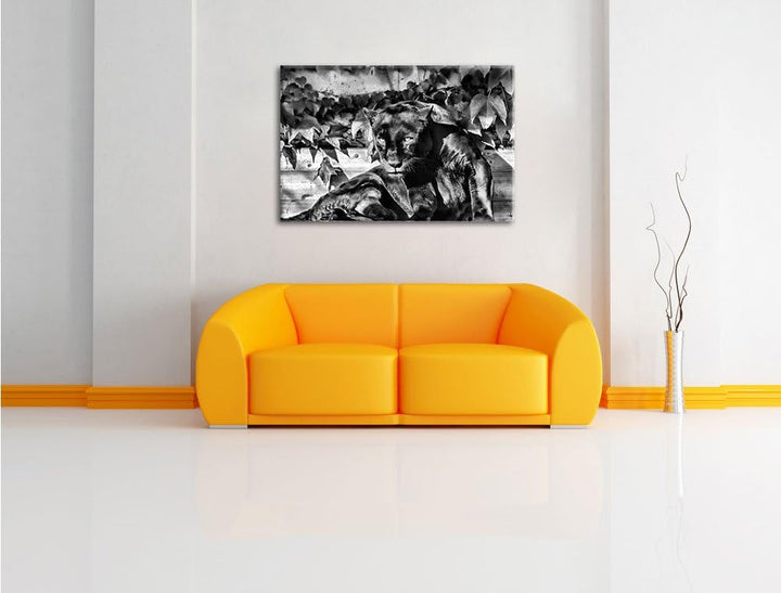 Pixxprint schwarzer Panther als Leinwandbild/Grösse: 100x70 cm/Wandbild/Kunstdruck/fertig bespannt,