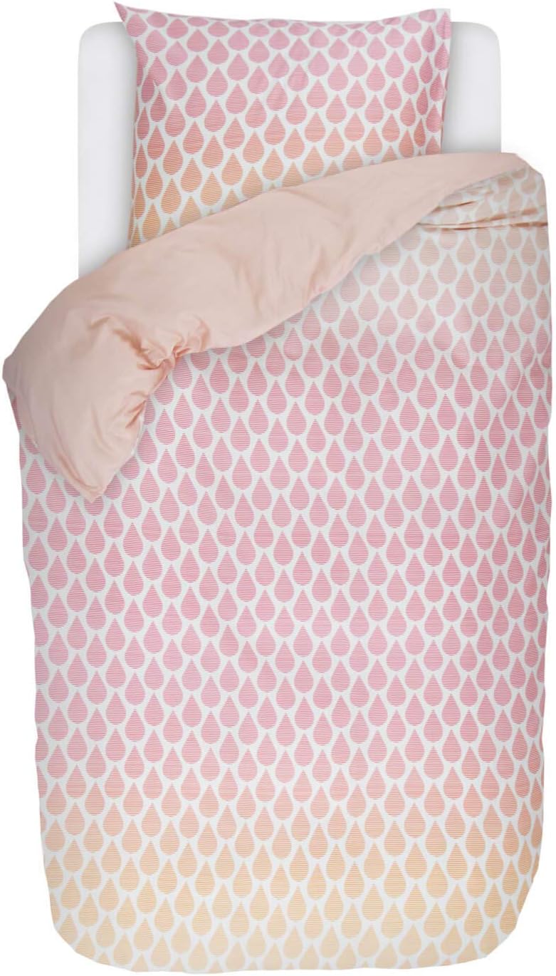 Esprit Satinbettwäsche Rainns I Farbe Pink I 200x220 2x80x80 cm I Tropfen auf weissem Grund I Reine
