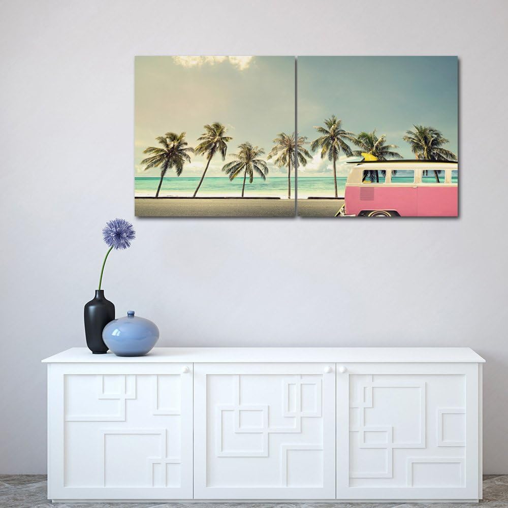 Feeby. Wandbilder - 2 Teile - 120x60 cm - quadratische Form Bilder Kunstdrucke Deko Panel MEER, STRA