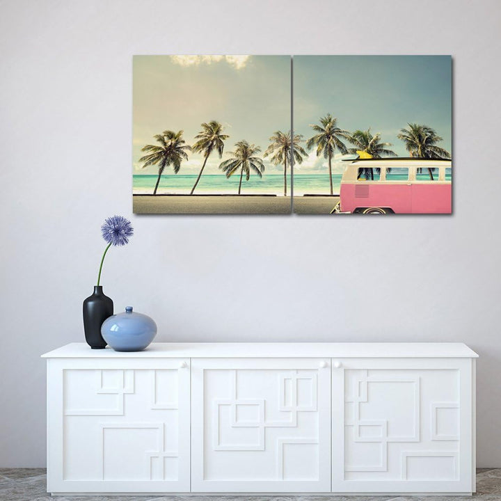 Feeby. Wandbilder - 2 Teile - 120x60 cm - quadratische Form Bilder Kunstdrucke Deko Panel MEER, STRA