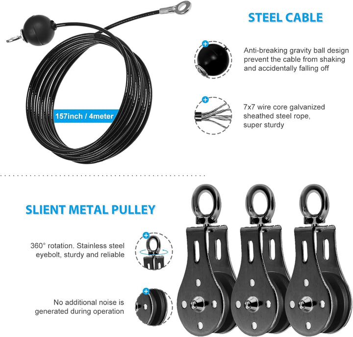 Kabelzug Fitness Kabel Latzug Fitness Bizeps Rücken Trainingsgerät DIY Kabelzug Pulley System Latzug