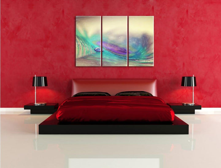 Pixxprint Pfauenfeder Detailaufnahme als Leinwandbild/Grösse: 3 Teilig (120x80) cm/Wandbild/Kunstdru
