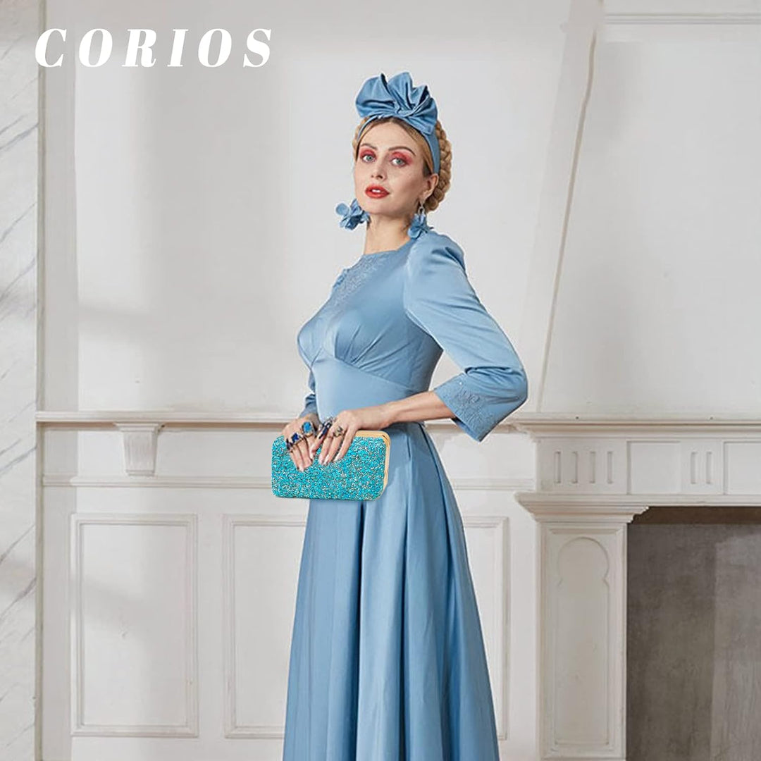 CORIOS Damen Abendtasch Strass Clutch Tasche Formale Handtasche Elegante Schultertasche Klein Tasche