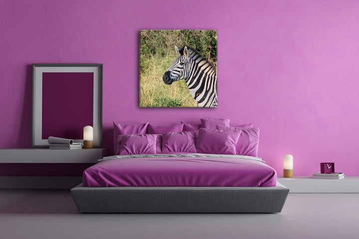 deyoli edles Zebra Format: 60x60 als Leinwand, Motiv fertig gerahmt auf Echtholzrahmen, Hochwertiger