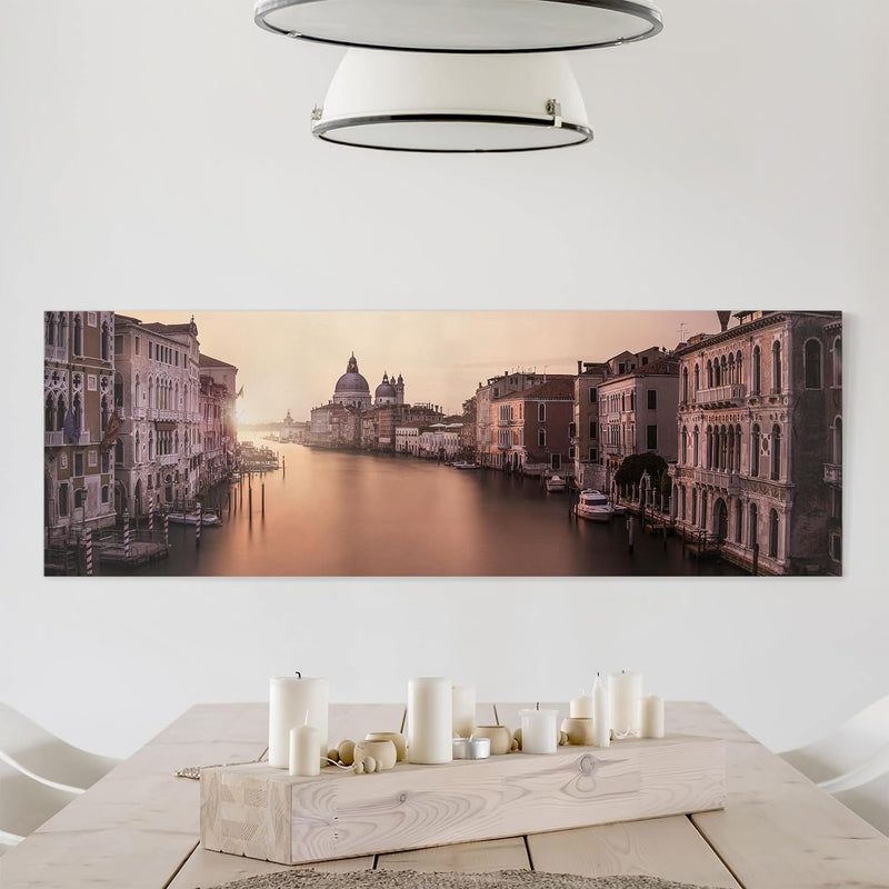 Bilderwelten Leinwandbild - Abendstimmung in Venedig - Panorama Quer, 40cm x 120cm, 40cm x 120cm