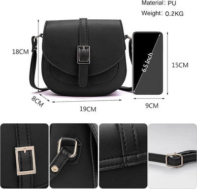 FANDARE Damen Umhängetasche Schultertasche Leder Crossbody Bag Damentasche Schulterriemen Frauen Abe