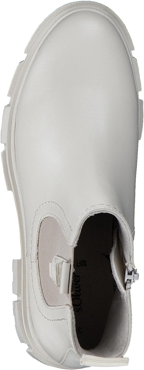 s.Oliver Damen Chelsea Boots aus Kunstleder Plateau 36 EU Cream, 36 EU Cream