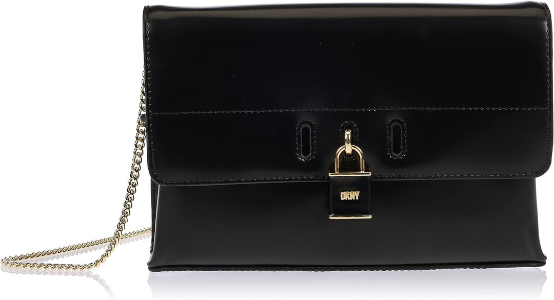 DKNY Damen Palmer Clutch Bag in Smooth Leather Crossbody Black/Gold, Black/Gold