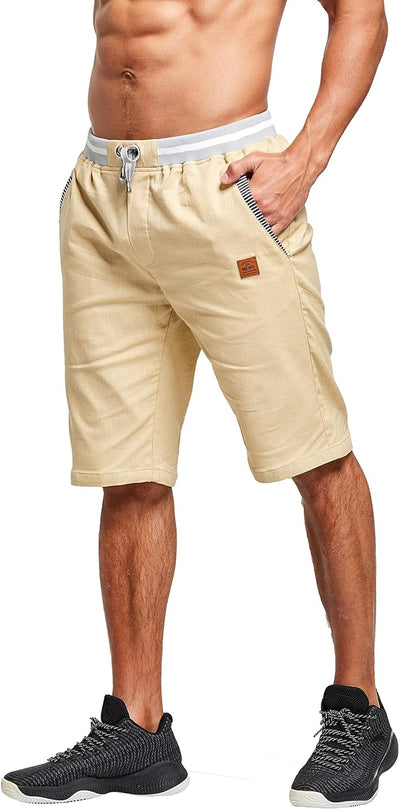 Tansozer Herren-Shorts, Herren, Baumwolle, Sommer-Shorts mit Taschen für Herren XXL Kaki, XXL Kaki