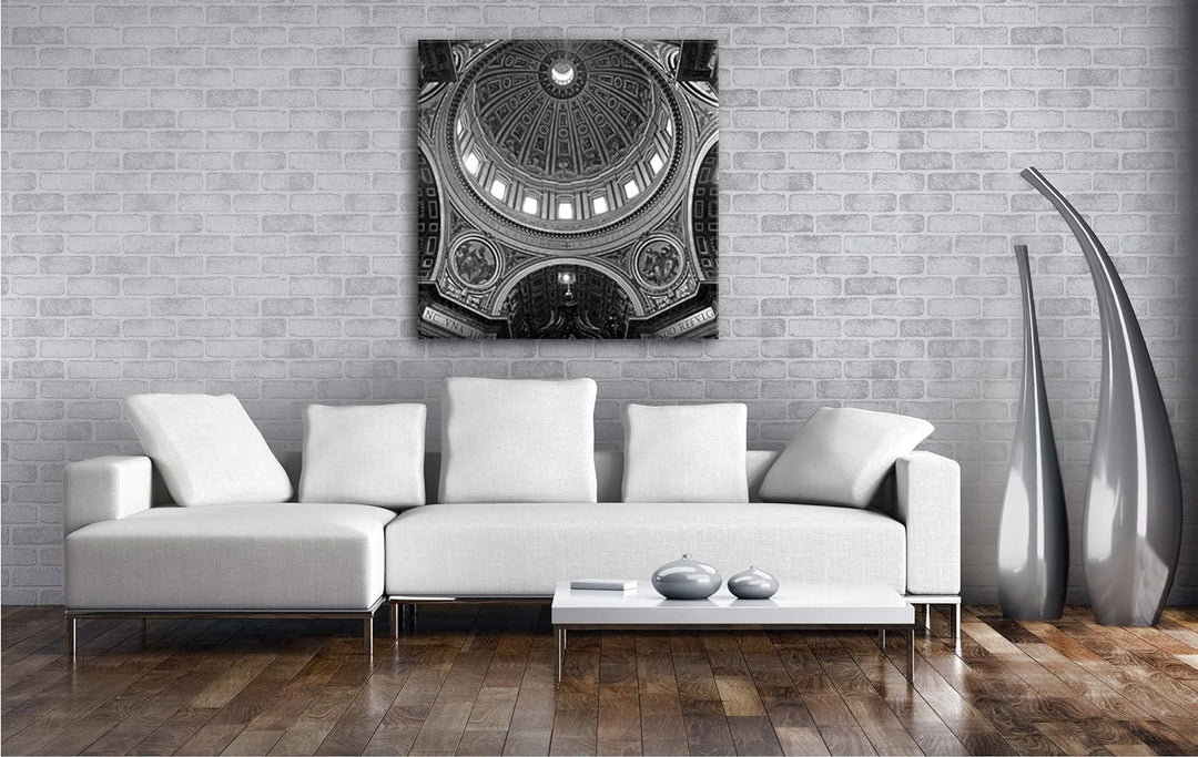 Kuppel der Basilika im Vatikan Format: 60x60 Effekt: Schwarz&Weiss als Leinwandbild, Motiv auf Echth