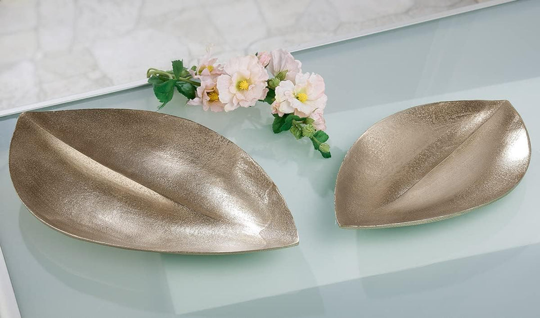 Casablanca Deko Schale - blattförmig - Aluminium - champagnerfarben - Länge 38 m