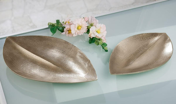 Casablanca Deko Schale - blattförmig - Aluminium - champagnerfarben - Länge 38 m