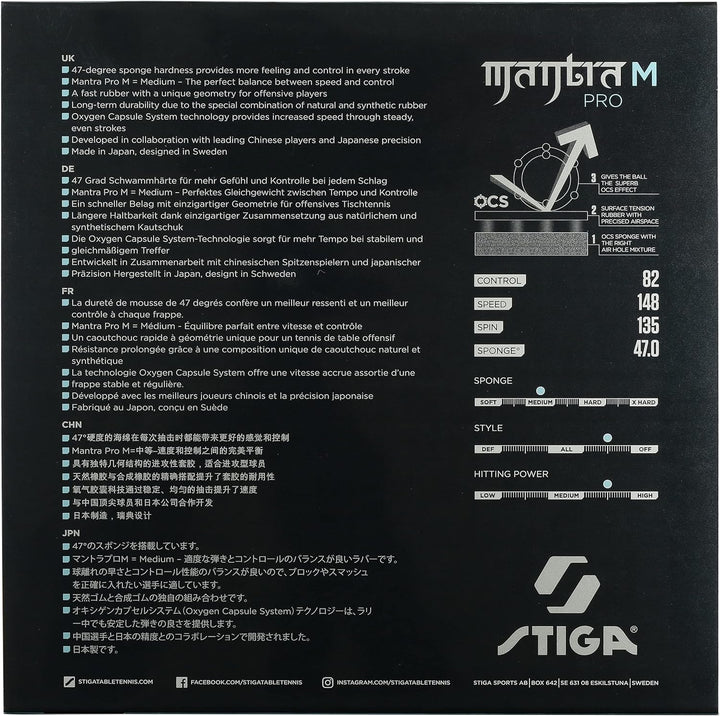 Stiga Tischtennisbelag Mantra Pro M Schwarz, Schwarz