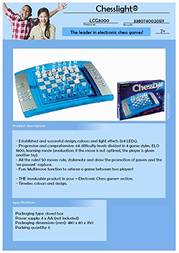 Lexibook 12 LCG3000 ChessLight, Elektronisches Schachspiel mit Berührungstastatur und Licht-und Soun