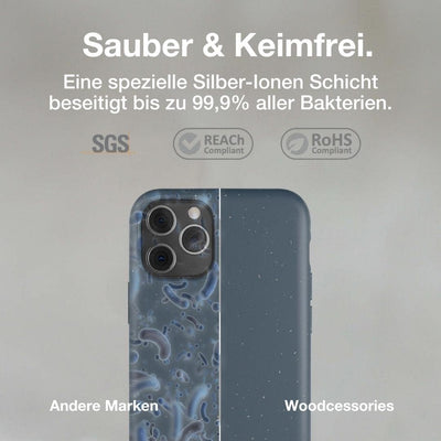 Woodcessories - Antibakterielle Bio Hülle kompatibel mit iPhone 11 Pro Hülle blau - Plastikfrei, nac