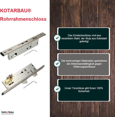 KOTARBAU® Rohrrahmenschloss 92 mm Dornmass 30 mm C-Stulp Edelstahl Einsteckschloss Türschloss Haustü