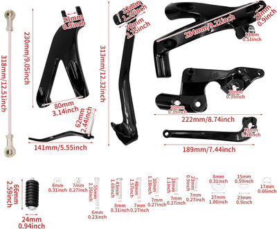 HDBUBALUS Forward Controls Komplettes Kit Hebelverbindungen Fit für Harley Low Rider Street Bob FXBB