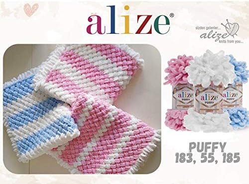 Alize Puffy Baby Big Loop Deckengarn, 300 g, 100 % Micropolyester, weiches Garn, Handstrickgarn, seh