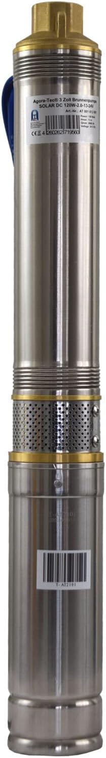 Agora-Tec® 3 Zoll Tiefbrunnenpumpe Brunnenpumpe SOLAR DC 24 V Gleichspannung Tauchpumpe mit max.: 1,
