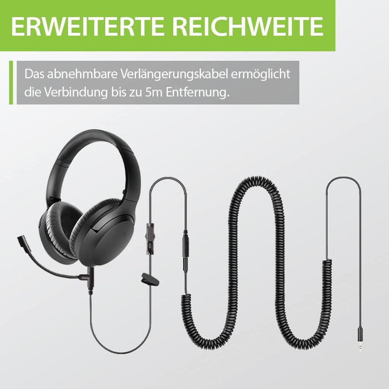 Avantree Aria Line M – Verkabelte Over Ear Kopfhörer, langes Kabel, integrierter Lautstärkeregler, I