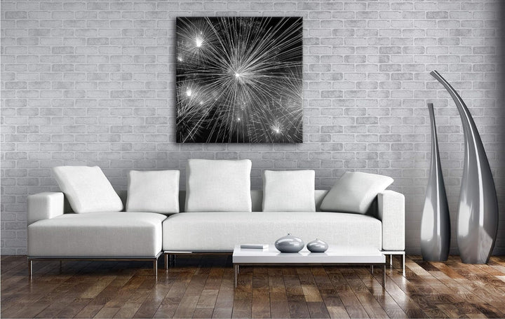 deyoli Atemberaubendes Feuerwerk im Format: 70x70 Effekt: Schwarz&Weiss als Leinwandbild, Motiv auf