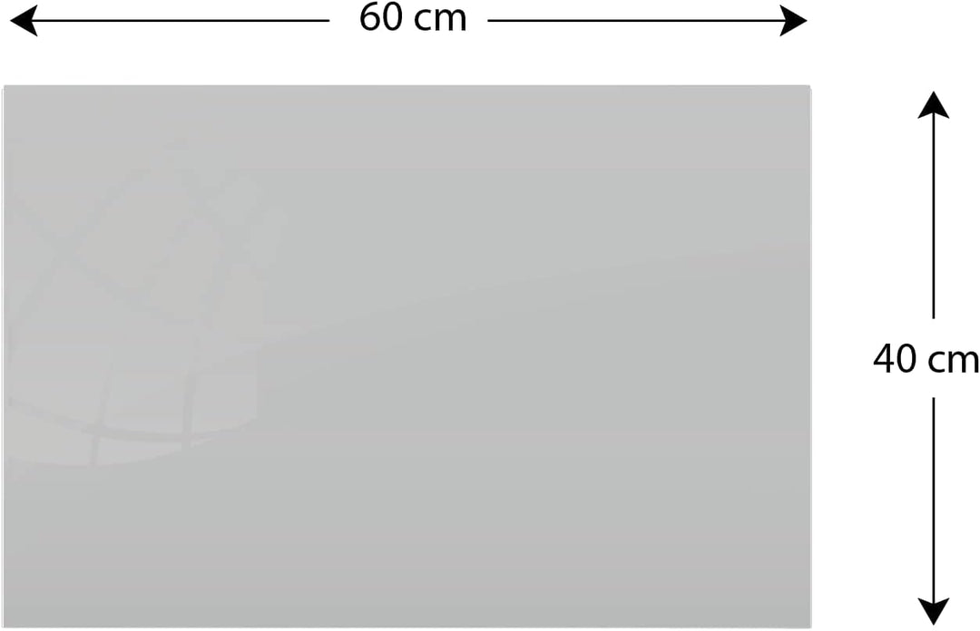 ALLboards Glasboard Magnetisch Grau 60x40cm, Rahmenlos, Glastafel, Magnettafel, Gehärtetes Glas, Gra