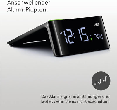 Braun Digitaler Wecker mit LCD-Display, Schlummertaste, Quick Set, automatisch anpassbare Display-He