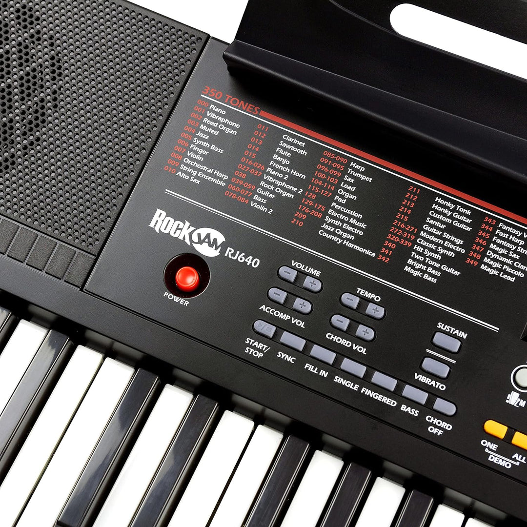 Rockjam RJ640 61 Tastaturklavier mit Notenständer, Klaviernotenaufklebern und einfach Klavierunterri