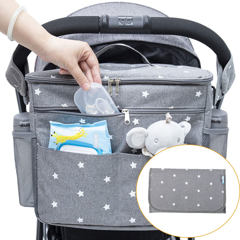 Orzbow Kinderwagen Organizer Gross,22 L Grosser Wickeltasche Organizer mit Getränkehaltern, Schulter