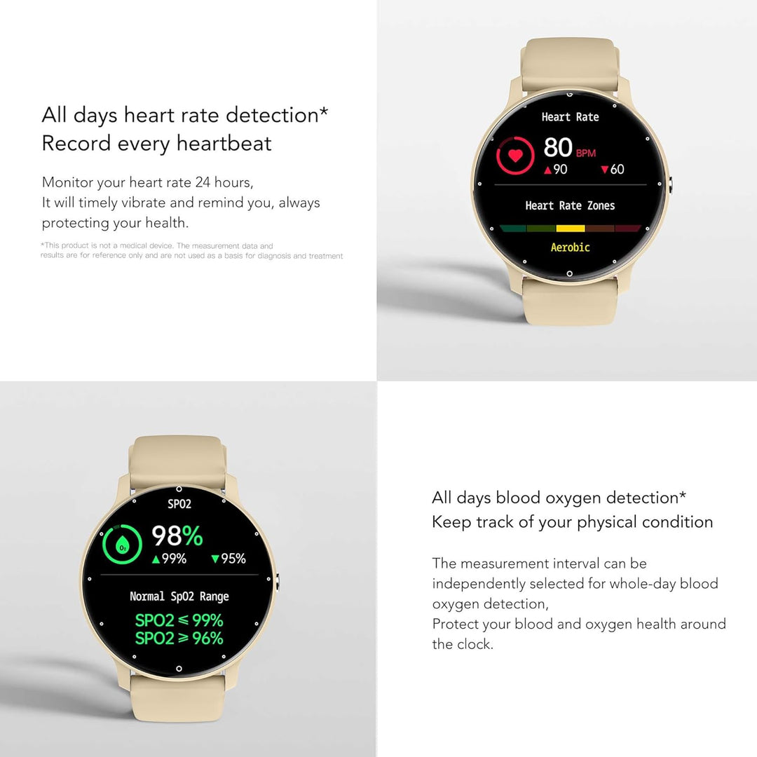 Smartwatch Damen mit Telefonfunktion, 5ATM Wasserdicht 123 Sportmodi Fitnessuhr Aktivitätstracker, 1