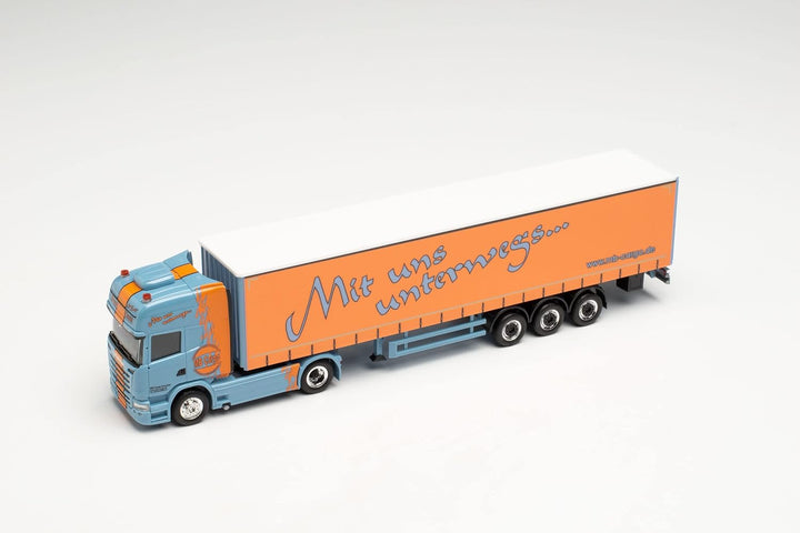 herpa 314800 Scania R `13 TL Lowliner-Gardinenplanen-Sattelzug „MB Cargo Modell Auto, Miniaturmodell