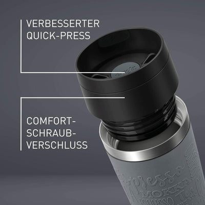 Emsa N20223 Travel Mug Classic Isolierbecher 0,5 Liter | neuer Komfort-Schraubverschluss | Edelstahl