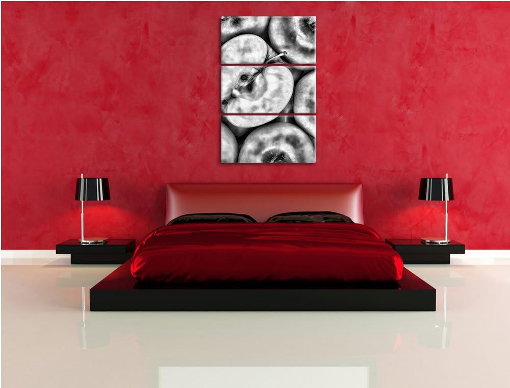 Pixxprint Grüne Äpfel als Leinwandbild | Grösse: 3 Teilig (120x80) | Wandbild| Kunstdruck | fertig b