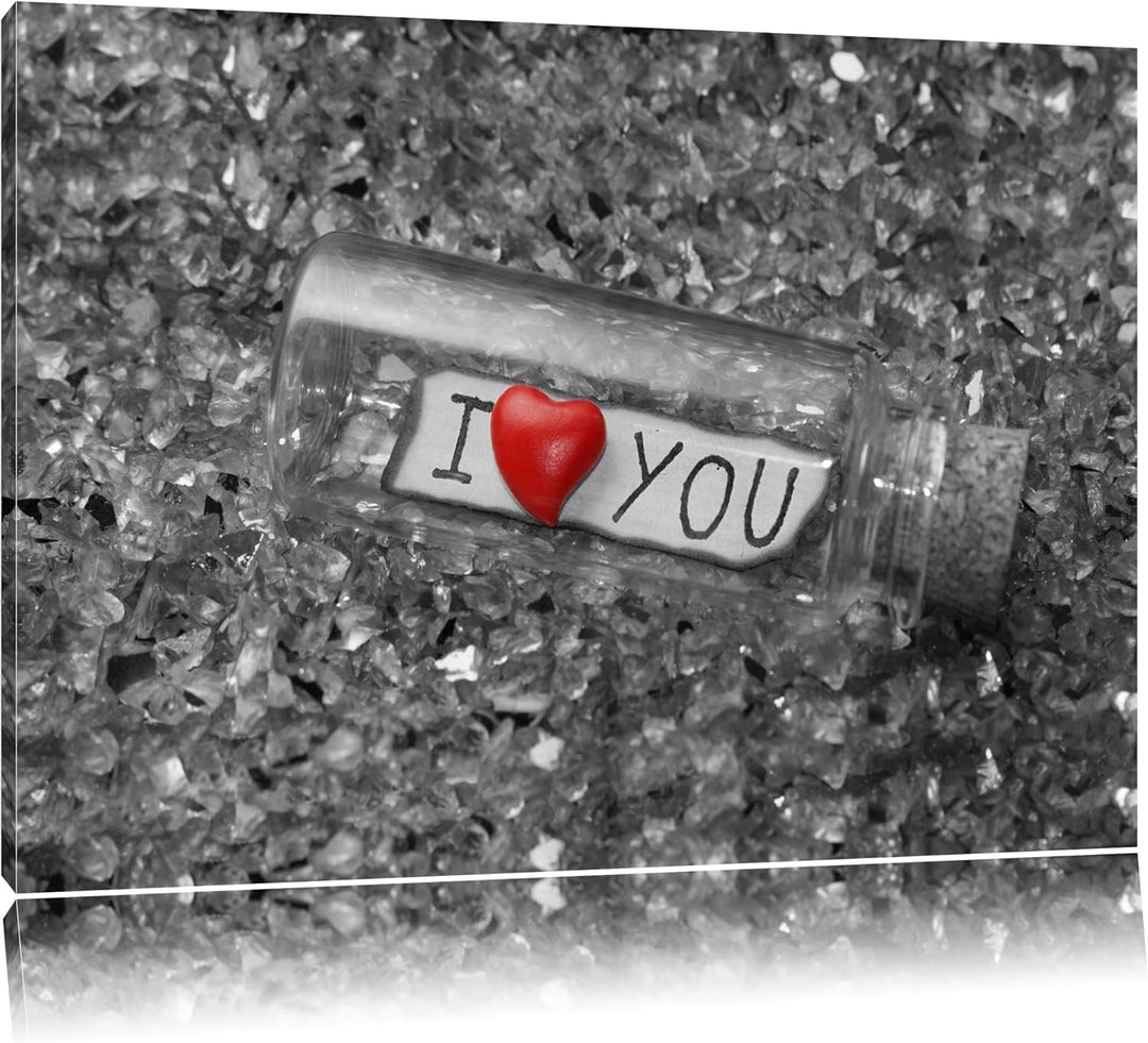 Pixxprint romantische Flaschenpost auf Leinwand, XXL riesige Bilder fertig gerahmt mit Keilrahmen, K
