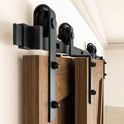 6.6FT/200cm Schiebetürbeschlag Barn Door Hardware Kit Laufschienen für Schiebetür Hängeschiene Schie