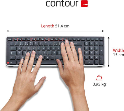 Contour Balance Keyboard | Kabelgebundene Tastatur | QWERTZ Layout | Super Flache Computertastatur |