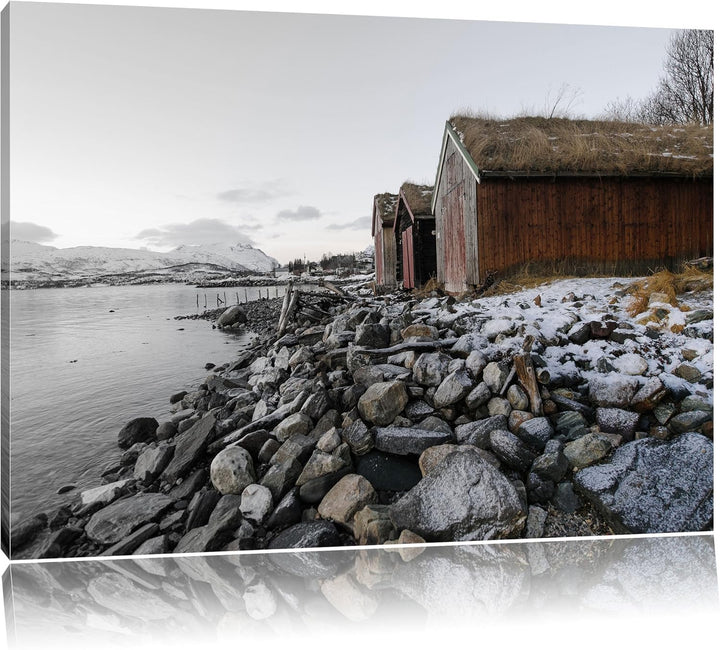 Pixxprint Küste der norwegischen See Tromso als Leinwandbild/Grösse: 100x70 / Wandbild/Kunstdruck/fe