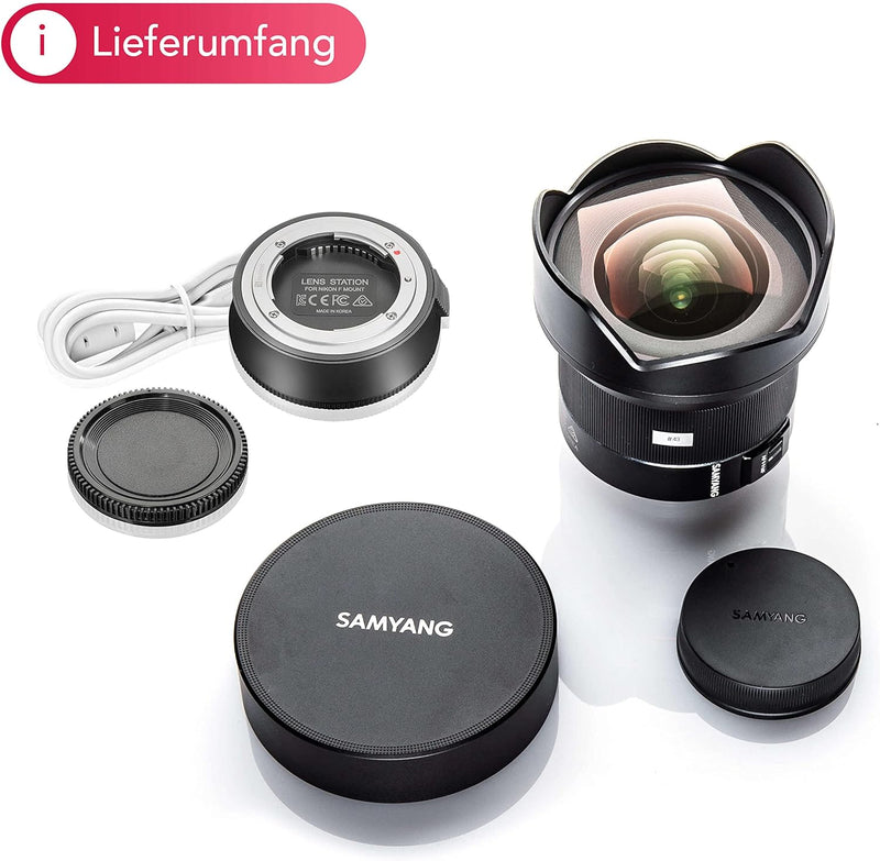 SAMYANG AF 14mm F2.8 + Lens Station Autofokus Objektiv mit Festbrennweite für Nikon F Vollformat, Sc