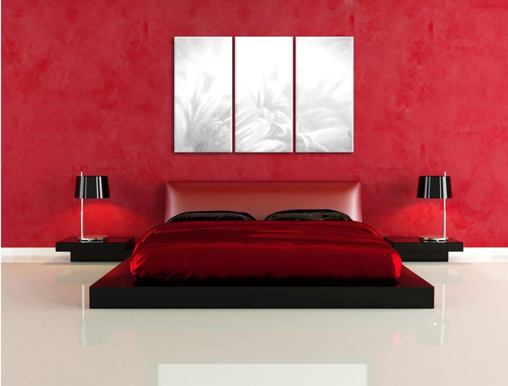 Pixxprint Gerbera-Blume als Leinwandbild/Grösse: 3 Teilig (120x80 cm) cm/Wandbild/Kunstdruck/fertig