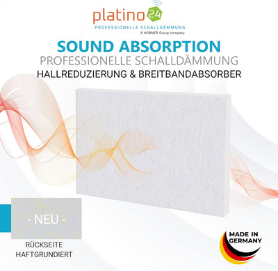 platino24 Schallabsorber Set aus Basotect G+ mit Akustikfilz, 4 Absorberelemente Rechteck je 825x550