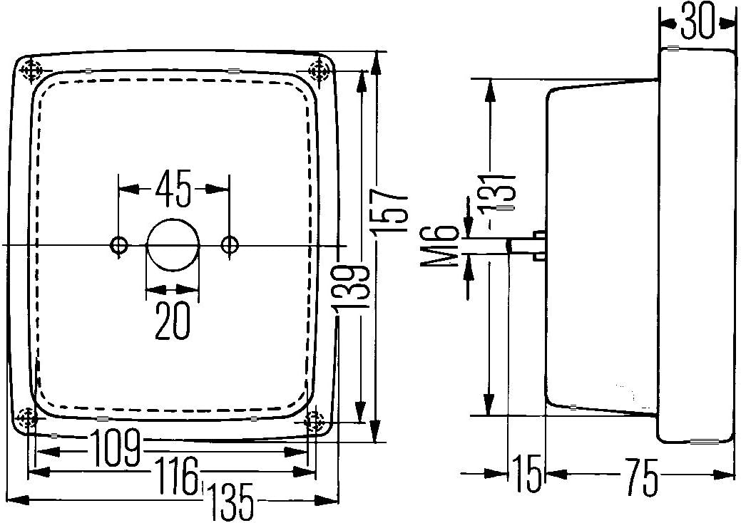 HELLA - Halogen-Rückfahrscheinwerfer - 12/24V - Einbau/Anbau - für senkrechte Befestigung/für waager