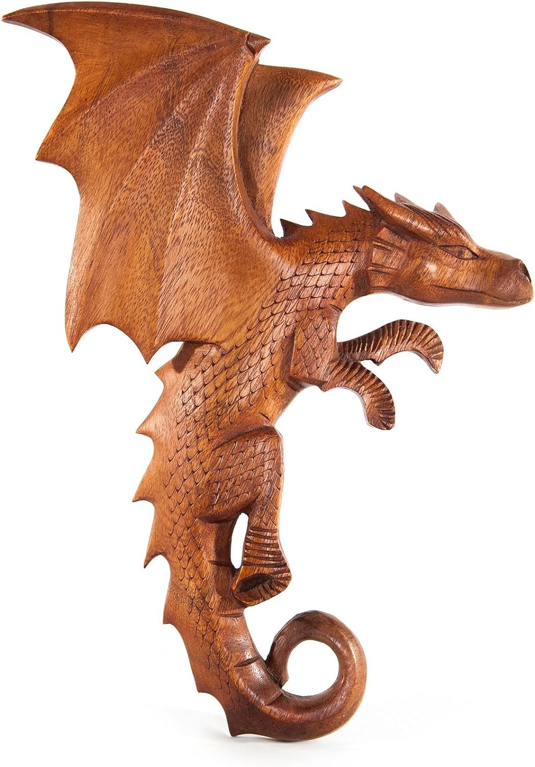 Windalf Wandbild Draco 33 cm Drache rechts schauend Holzbild Handarbeit aus Holz