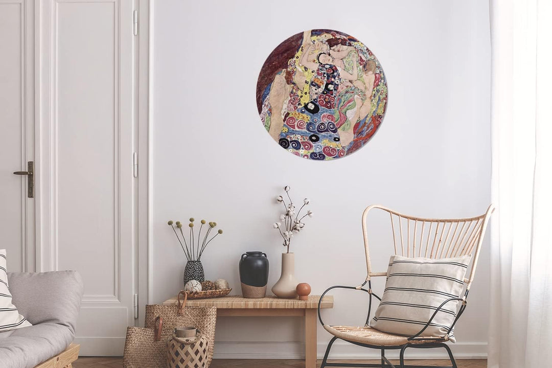 MuchoWow Wandbild Rund Wanddeko Deko Wohnzimmer Bilder 60x60 cm Die Jungfrau - Gustav Klimt