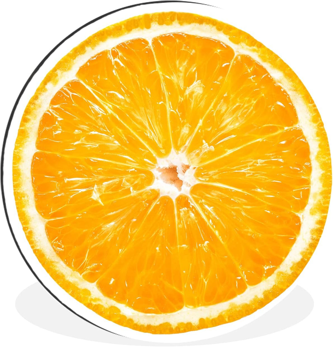 MuchoWow Wandbild Rund Wanddeko Deko Wohnzimmer Bilder 30x30 cm Orange - Obst - Weiss, 30x30 cm